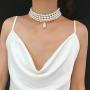 ELABEST Layered Pearl Choker Necklace White Pearl Pendant Necklaces Jewelry Accessories for Women Girls (pearl 1)