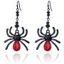 RareLove Gothic Halloween Costumes Earrings Black Spider with Red Rhinestone Dangle Earrings For Women Girls Alloy Plated