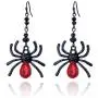 RareLove Gothic Halloween Costumes Earrings Black Spider with Red Rhinestone Dangle Earrings For Women Girls Alloy Plated