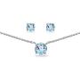 Sterling Silver Genuine, Created or Simulated Gemstone Round Solitaire Choker Necklace and Stud Earrings Set