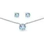 Sterling Silver Genuine, Created or Simulated Gemstone Round Solitaire Choker Necklace and Stud Earrings Set Sterling Silver Genuine, Created or Simulated Gemstone Round Solitaire Choker Necklace and Stud Earrings Set