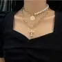 Haloty Boho Layered Corss Pendant Necklace Gold Pearl Necklaces Chain Fashion Coin Necklaces Jewelry for Women and Girls Haloty Boho Layered Corss Pendant Necklace Gold Pearl Necklaces Chain Fashion Coin Necklaces Jewelry for Women and Girls