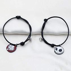 KUIYAI Jack and Sally Bracelet Set 2PCS Adjustable Magnetic Mutual Attraction Couple Bracelet