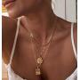 WEARON Paperclip Choker Short Necklace for Women Personalized Layered Necklaces 14k Gold Dainty Adjustable Simple Choker Necklaces Small Sequins Flat Necklaces