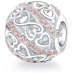 925 Sterling Silver Openwork Bead Charms Fit Pandora charms Bracelet and Necklaces Fit Women Wife Mom Daughter Christmas Birthday Gift