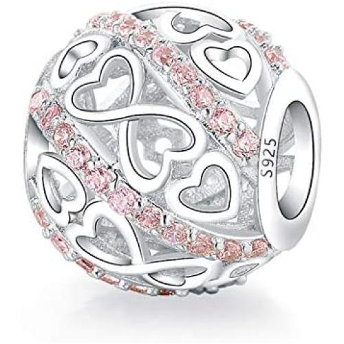 925 Sterling Silver Openwork Bead Charms Fit Pandora charms Bracelet and Necklaces Fit Women Wife Mom Daughter Christmas Birthday Gift