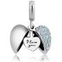 CharmSStory Sterling Silver I Love You Heart Dangle Charm Beads for Bracelet