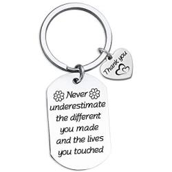 HN HNHB Never Underestimate Different You Made Lives You Touched Thank You Keychain Volunteer Teacher Employee Gift Birthday Jewelry Gifts