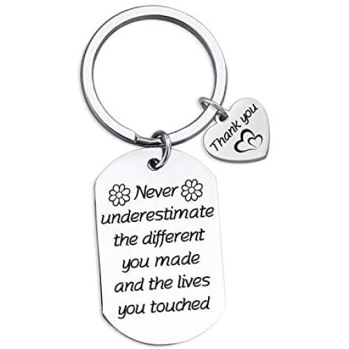 HN HNHB Never Underestimate Different You Made Lives You Touched Thank You Keychain Volunteer Teacher Employee Gift Birthday Jewelry Gifts