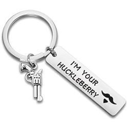 WUSUANED Tombstone Movie Quote Keychain Im Your Huckleberry Western Movie Jewelry Gift for Movie Fan