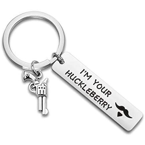 WUSUANED Tombstone Movie Quote Keychain Im Your Huckleberry Western Movie Jewelry Gift for Movie Fan