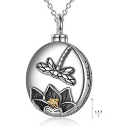 ONEFINITY Urn Necklaces for Ashes Sterling Silver Dragonfly Lotus Cremation Jewelry for Ashes Memory Necklace for Women