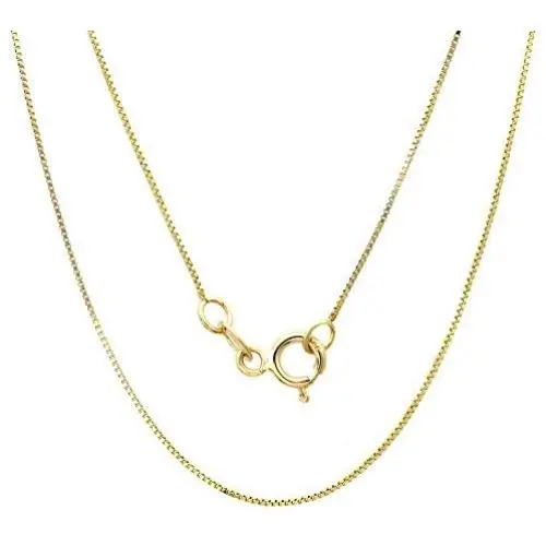 Verona Jewelers 14K Solid Yellow Gold Unisex .5mm Square Box Chain Necklace- 16'' 18'' 30'' Verona Jewelers 14K Solid Yellow Gold Unisex .5mm Square Box Chain Necklace- 16'' 18'' 30''