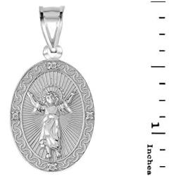 925 Sterling Silver Cubic Zirconia Divine Child Divino Niño Jesús Medal Pendant Necklace