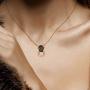 Santuzza Black Panther Spinel Rose Gold 14K Plating Pendant for Women 925 Sterling Silver Leopard Head Pendants