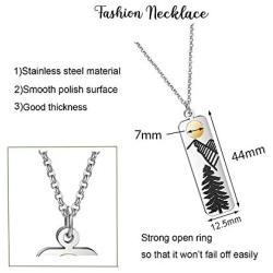Detailed Gold Sun and Mountain Necklace with Pine Tree Adventure Travel Jewelry