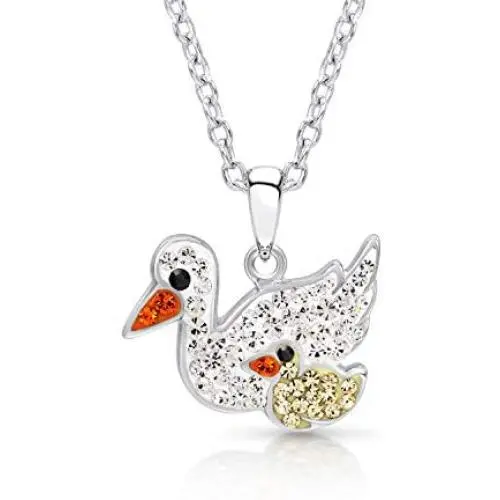 BLING BIJOUX Jewelry The Mother and child relationship Ducks Animal Pendant Charm Never Rust 925 Sterling Fine Jewelry Gifts For Women & Girls, with Breathtaking Gift Box for Special Moments of Love