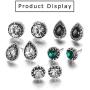LittleB Vintage Crystal Stud Earring Sets Silver Dangle Earrings Water Drop Earrings Jewelry for Women and Girls