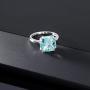 Gem Stone King 925 Sterling Silver Sky Blue Topaz Women Ring (4.65 Ct Cushion Checkerboard, Gemstone Birthstone, Available in size 5, 6, 7, 8, 9)