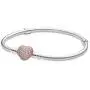 PANDORA Jewelry Moments Pave Heart Clasp Snake Chain Cubic Zirconia Bracelet in Rose PANDORA Jewelry Moments Pave Heart Clasp Snake Chain Cubic Zirconia Bracelet in Rose