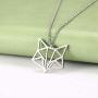 VASSAGO Stainless Steel Origami Geometric Fox Head Pendant Necklace Hollow Out Design Animal Charm Necklaces for Men Women Boys and Girls