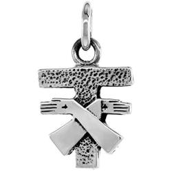 Very Tiny 5/8 inch Sterling Silver Franciscan Coat of Arms Tau Cross Necklace for Women & Men 16-24 inch