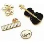 CAROMAY 4 PC Piano Lapel Pins Set Enamel Pins Cute Guitar Note Flower Brooches for Men Women Music Lover Jacket CAROMAY 4 PC Piano Lapel Pins Set Enamel Pins Cute Guitar Note Flower Brooches for Men Women Music Lover Jacket