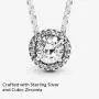 Pandora Jewelry Round Sparkle Halo Cubic Zirconia Necklace in Sterling Silver, 17.7'' Pandora Jewelry Round Sparkle Halo Cubic Zirconia Necklace in Sterling Silver, 17.7''