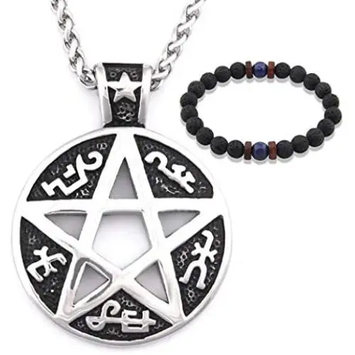 GUNGNEER Stainless Steel Seal of Solomon Pentacle Pentagram Pendant Symbol Wiccan Necklace Pagan Jewelry Amulet GUNGNEER Stainless Steel Seal of Solomon Pentacle Pentagram Pendant Symbol Wiccan Necklace Pagan Jewelry Amulet