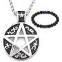 GUNGNEER Stainless Steel Seal of Solomon Pentacle Pentagram Pendant Symbol Wiccan Necklace Pagan Jewelry Amulet
