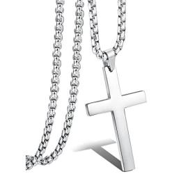 Jstyle Jewelry Mens Simple Cross Necklace Stainless Steel Pendant for Women 24 Inch