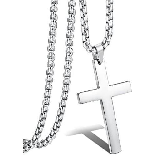 Jstyle Jewelry Mens Simple Cross Necklace Stainless Steel Pendant for Women 24 Inch