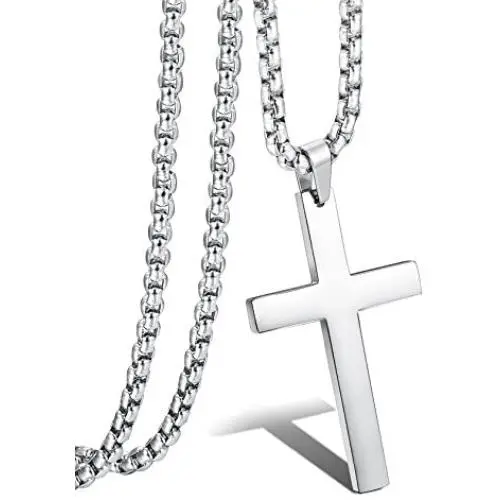 Jstyle Jewelry Mens Simple Cross Necklace Stainless Steel Pendant for Women 24 Inch