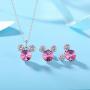 HERAYLI Mickey Mouse Pendant Necklace for Girls/Women,Made with Swarovski Crystal Lovely Women Necklace Jewelry Gift (Pink)