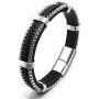 Creative Black Cowhide Braided Leather Bracelet For Men Around Stainless Steel Fine Bracelet with Stainless Steel Magnetic Buckle