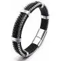 Creative Black Cowhide Braided Leather Bracelet For Men Around Stainless Steel Fine Bracelet with Stainless Steel Magnetic Buckle Creative Black Cowhide Braided Leather Bracelet For Men Around Stainless Steel Fine Bracelet with Stainless Steel Magnetic Buckle