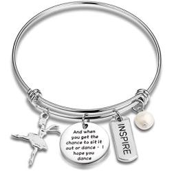 AKTAP Dance Bracelet Dancer Gift and You Get The Chance to Sit It Out Or Dance I Hope You Dance Dancing Girl Jewelry Ballerina Bracelet for Dancer,Dance Recital,Dance Teacher