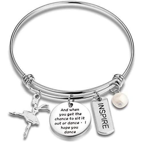 AKTAP Dance Bracelet Dancer Gift and You Get The Chance to Sit It Out Or Dance I Hope You Dance Dancing Girl Jewelry Ballerina Bracelet for Dancer,Dance Recital,Dance Teacher