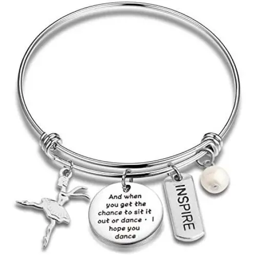 AKTAP Dance Bracelet Dancer Gift and You Get The Chance to Sit It Out Or Dance I Hope You Dance Dancing Girl Jewelry Ballerina Bracelet for Dancer,Dance Recital,Dance Teacher AKTAP Dance Bracelet Dancer Gift and You Get The Chance to Sit It Out Or Dance I Hope You Dance Dancing Girl Jewelry Ballerina Bracelet for Dancer,Dance Recital,Dance Teacher