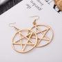 2Pcs Pentacle Pentagram Star Necklace Earrings Set for Women Simple Hollow Star Jewerly