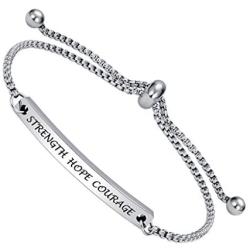 Dainty Personalized Faith Bracelet- STRENGTH HOPE COURAGE -Inspirational Quotes Adjustable Cuff Jewelry For Women, Ideal Gift for Sisters, Niece, Granddaughter, Female friends