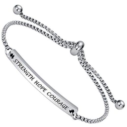 Dainty Personalized Faith Bracelet- STRENGTH HOPE COURAGE -Inspirational Quotes Adjustable Cuff Jewelry For Women, Ideal Gift for Sisters, Niece, Granddaughter, Female friends
