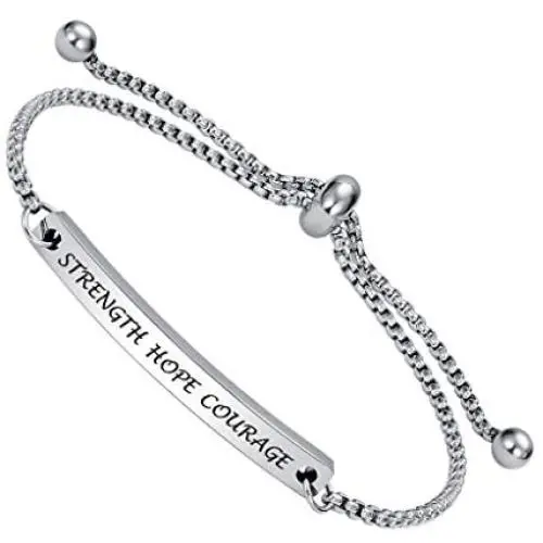 Dainty Personalized Faith Bracelet- STRENGTH HOPE COURAGE -Inspirational Quotes Adjustable Cuff Jewelry For Women, Ideal Gift for Sisters, Niece, Granddaughter, Female friends