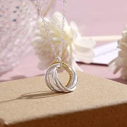 ALoveSoul 50th Birthday Gifts for Women - Sterling Silver Five Circle intertwined Necklace for Her 5 Decade 50 Years Old Jewelry Presents