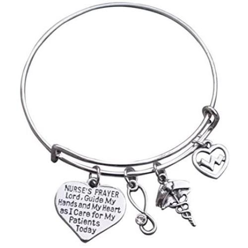 Infinity Collection Nurse Bracelet, Nurse Prayer Charm Bracelet, Nurse Bangle, Nurse Gifts for Women