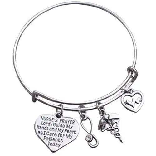 Infinity Collection Nurse Bracelet, Nurse Prayer Charm Bracelet, Nurse Bangle, Nurse Gifts for Women
