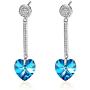 Heart Swarovski Crystal Drop Long Dangling Earrings for Women 925 Sterling Silver Post Hypoallergenic Jewelry