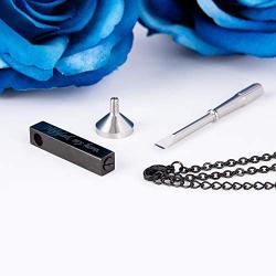 Fanery Sue Custom Urn Necklace for Ashes Personalized Name Memorial Cremation Jewelry Vertical Bar Pendant