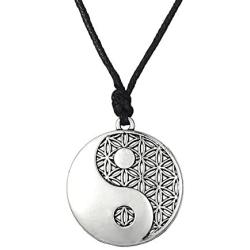 Yin Yang Taoist Symbol of Balance Pendant Necklace Adjustable Rope Necklace for Men and Women