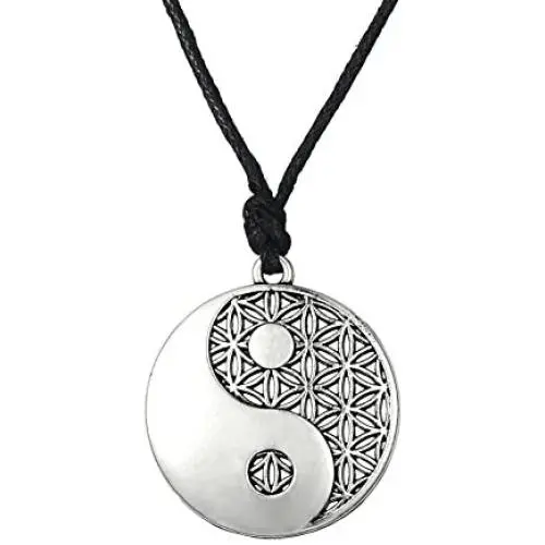 Yin Yang Taoist Symbol of Balance Pendant Necklace Adjustable Rope Necklace for Men and Women Yin Yang Taoist Symbol of Balance Pendant Necklace Adjustable Rope Necklace for Men and Women
